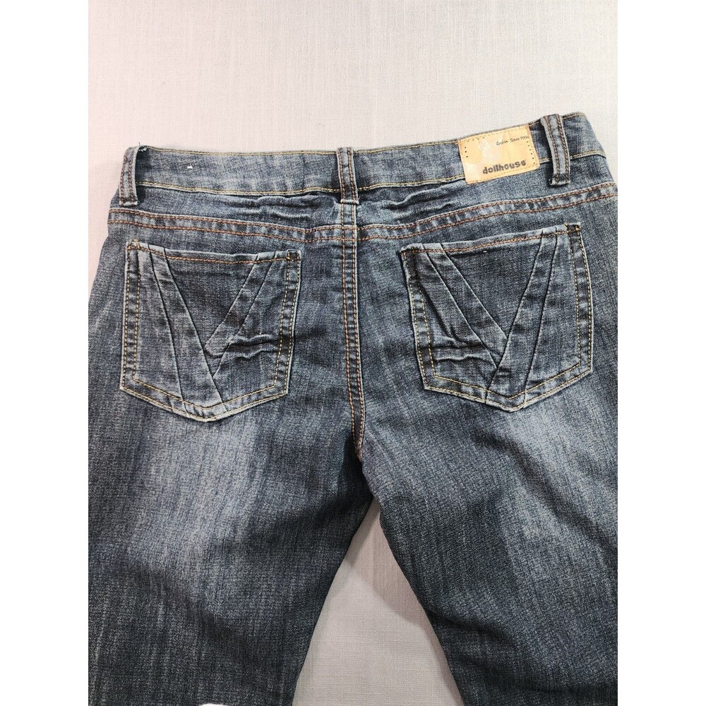 Dollhouse Women’s Dark Wash Bootcut Jeans Faded Denim Mid Rise Classic Fit Size - Picture 4 of 9